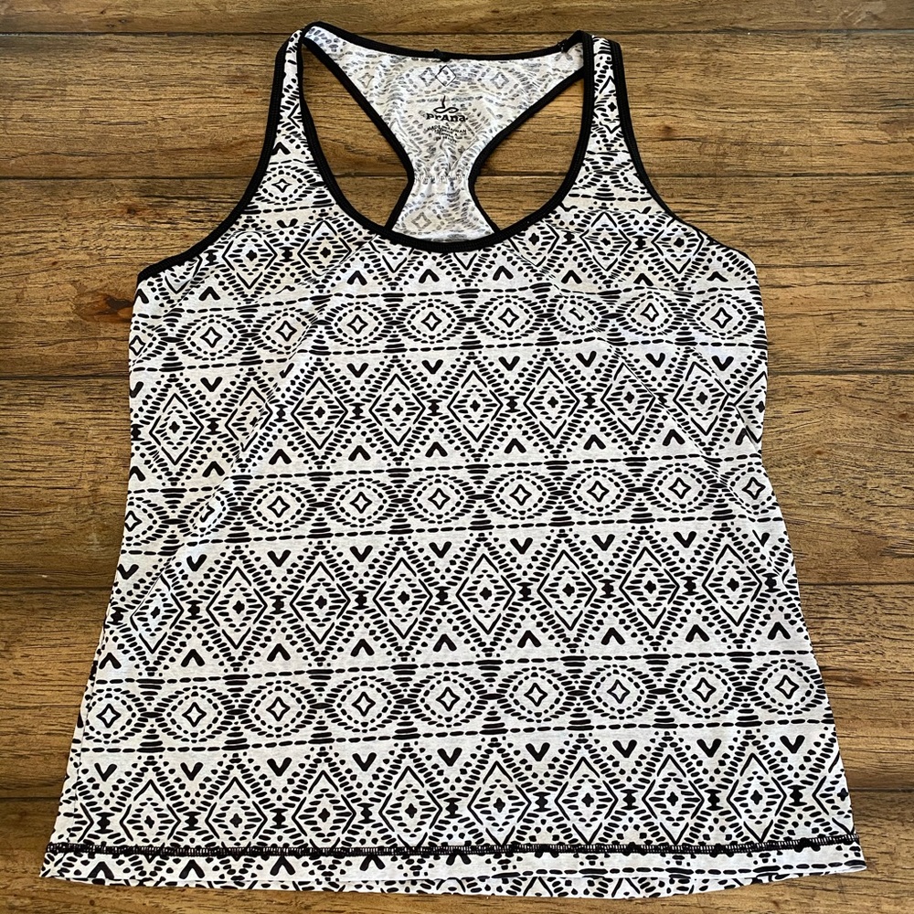 Prana Black/White Racer Back Tank Top